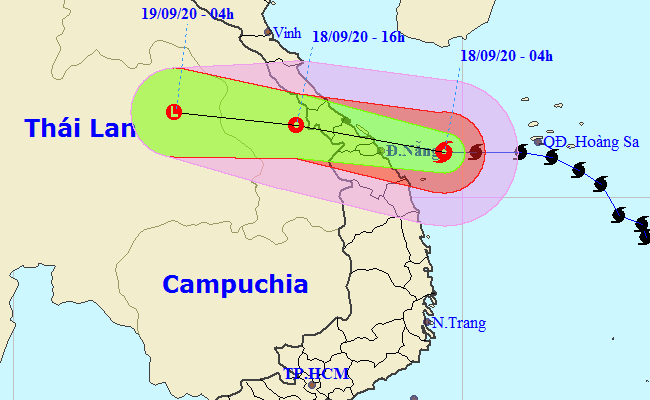 Bão áp sát khu vực Quảng Bình - Quảng Nam