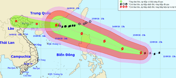 Siêu bão Mangkhut cấp 17 theo bão số 5 vào Biển Đông