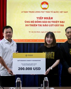 MTTQ Việt Nam tiếp nhận hơn 5 tỷ đồng từ Binance Charity ủng hộ đồng miền Trung khắc phục bão lụt