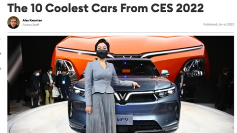 VinFast lọt top 10 mẫu ô tô “tuyệt vời nhất” tại CES 2022