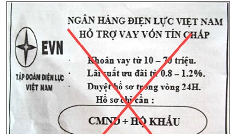 Cảnh báo giả mạo thương hiệu EVN để cho vay tín chấp