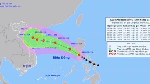 Bão Côn Sơn vào Biển Đông đêm nay, mạnh cấp 9, giật cấp 11