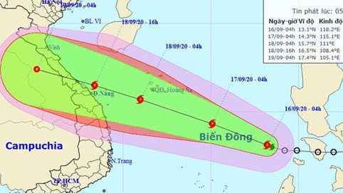 Bão số 5 giật cấp 12 trên Biển Đông