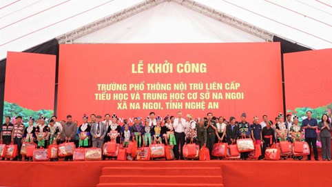 Đồng loạt khởi công trường phổ thông nội trú liên cấp tại các xã biên giới đất liền