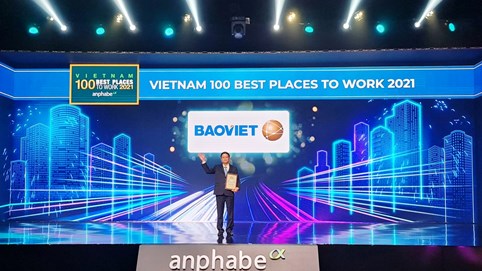 Bảo Việt - Nơi làm việc tốt nhất Việt Nam và Thương hiệu nhà tuyển dụng hấp dẫn năm 2021 do Anphabe công bố