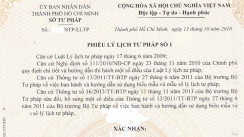 Cấp Phiếu lý lịch tư pháp qua dịch vụ công trực tuyến từ ngày 01/01/2023