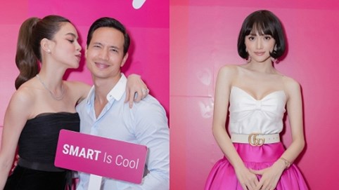 Hồ Ngọc Hà diện váy đen ôm sát tình tứ bên Kim Lý, Hương Giang khác lạ với tóc ngắn