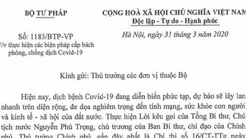 Bộ Tư pháp thực hiện các biện pháp cấp bách phòng, chống dịch Covid-19