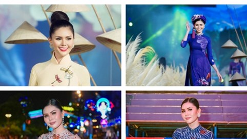Á hậu Kim Nguyên liên tiếp diễn mở màn nhiều BST tại Lễ hội Áo dài 2018