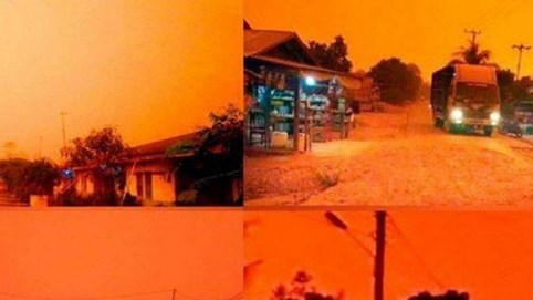 Bầu trời chuyển màu đỏ như máu giữa ban ngày ở Indonesia