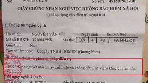 Nóng 24h qua: Sự thật giấy nghỉ ốm của nam công nhân được chẩn đoán có… kinh nguyệt