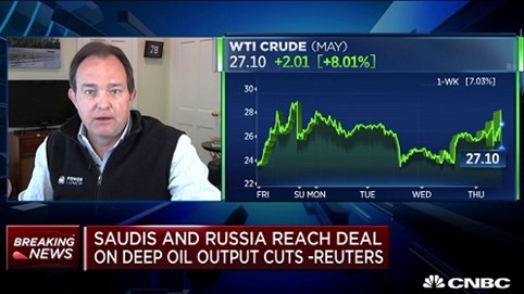 Giá dầu tăng vọt 12% sau thông tin Nga và Ả Rập Saudi cắt giảm sản lượng tới 20 triệu thùng/ngày