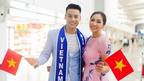 Hoa hậu Đặng Thu Thảo tiễn Cao Xuân Tài đi thi 