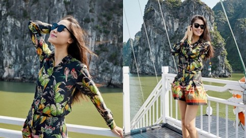 Hoa hậu Thùy Dung để mặt mộc, khoe dáng trên du thuyền