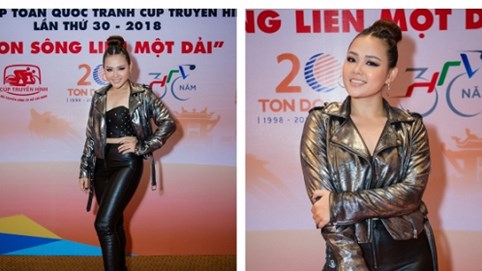 Huỳnh Mến diện “cây đen” cá tính dự sự kiện