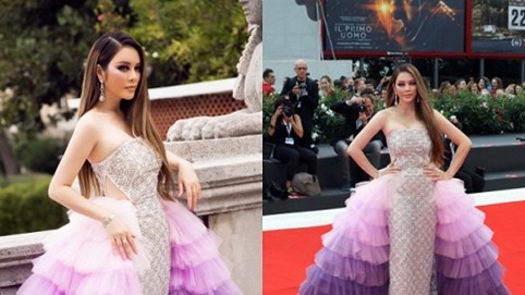 Lý Nhã Kỳ diện váy ombre tím, 