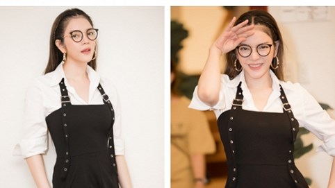 Lý Nhã Kỳ trẻ trung hết cỡ với quần yếm và kính Nobita