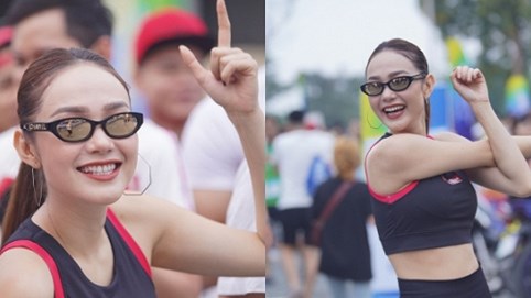 Minh Hằng ăn vận trẻ trung, hào hứng chạy marathon