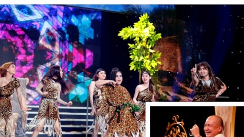 Nghệ sĩ Hoàng Sơn cười đến chảy nước mắt vì tiết mục hài của nhóm Khủng long tí hon