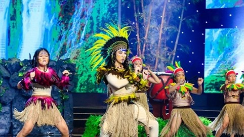 Như Ngọc The Voice Kids giúp Triệu Lộc giành nhất tuần với “Vũ điệu cồng chiêng”