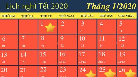 Tết Dương lịch và Tết Nguyên đán 2020: Người lao động được nghỉ mấy ngày?