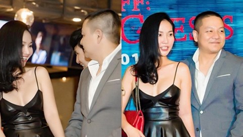 Vợ chồng Kim Hiền tay trong tay tới chúc mừng phim của Lý Hải ra mắt tại Mỹ