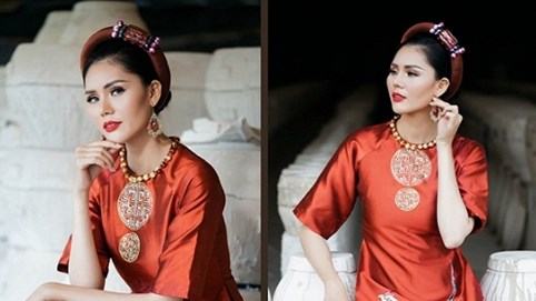 Á hậu Kim Nguyên du xuân cùng tà áo dài quyến rũ