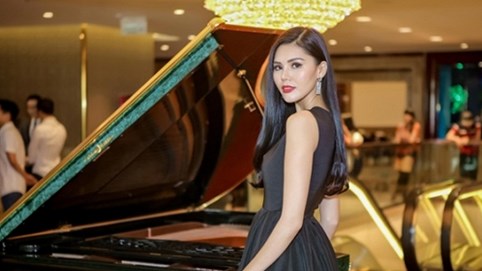 Á hậu Kim Nguyên duyên dáng với váy đen đi dự sự kiện