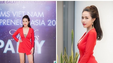 Á hậu Phan Quỳnh Ngân khoe thân hình đồng hồ cát khi dự event