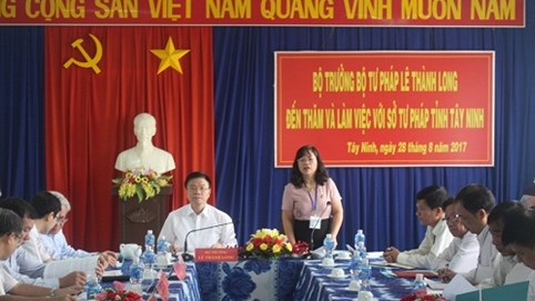 Bộ trưởng Lê Thành Long: Tư pháp Tây Ninh cần khắc phục khó khăn, hoàn thành tốt nhiệm vụ được giao