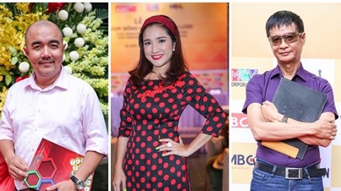 Cát Tường diện áo dài nền nã hội ngộ đạo diễn Lê Hoàng, nghệ sỹ hài Quốc Thuận