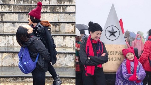 Con gái Ngọc Diễm chinh phục đỉnh Fansipan ở tuổi lên 8