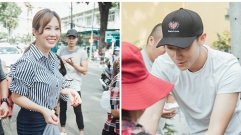 Hoa hậu Thu Hoài, Rocker Nguyễn phát 300 suất chay sáng cho bệnh nhân Viện tim 115