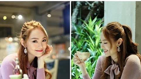 Minh Hằng đẹp không tì vết, thảnh thơi thưởng trà