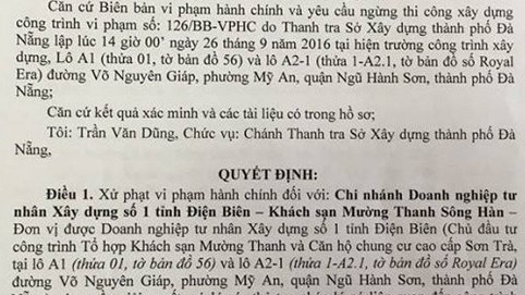 Mường Thanh Đà Nẵng không đủ điều kiện bán nhà ở hình thành trong tương lai