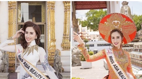 Ngọc Hân diện áo dài quảng bá vẻ đẹp phụ nữ Việt Nam đến bạn bè thế giới