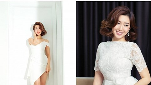 Thúy Ngân khoe vẻ đẹp mặn mà với váy xẻ cao