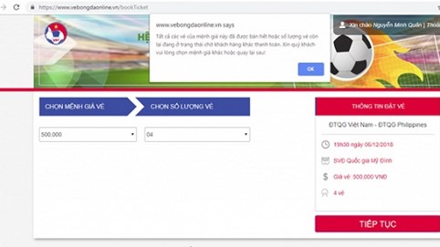 VFF chính thức lên tiếng: Mới chỉ có 5.000 vé được bán online thành công