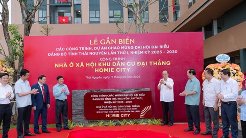 Thái Nguyên gắn biển công trình tiêu biểu chào mừng Đại hội Đảng bộ tỉnh: Nhà ở xã hội Khu dân cư Đại Thắng