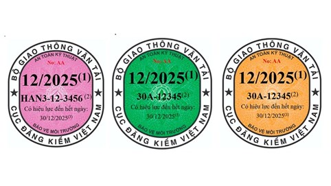 Ba màu tem kiểm định xe áp dụng từ năm 2025