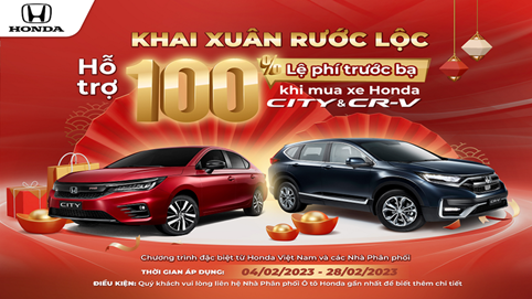 Ưu đãi 100% lệ phí trước bạ khi mua Honda CR-V và Honda City