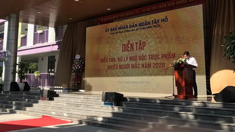 Quận Tây Hồ: Diễn tập điều tra, xử lý ngộ độc thực phẩm nhiều người mắc năm 2020