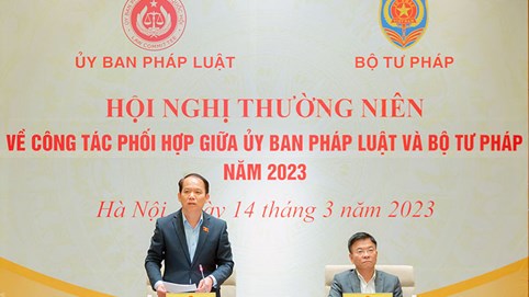 Hội nghị thường niên về công tác phối hợp giữa Ủy ban Pháp luật và Bộ Tư pháp