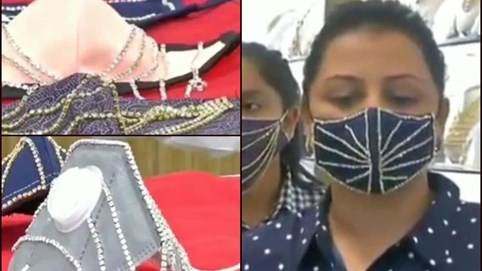 Khẩu trang đính kim cương giá nghìn ‘đô’ hút khách tại Ấn Độ