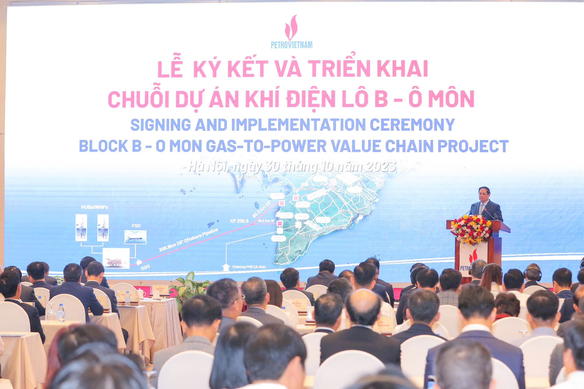 Thủ tướng Chính phủ Phạm Minh Chính dự và phát biểu chỉ đạo tại Lễ ký kết và triển khai Chuỗi dự án khí điện Lô B – Ô Môn tháng 10/2023 Thủ tướng Chính phủ Phạm Minh Chính dự và phát biểu chỉ đạo tại Lễ ký kết và triển khai Chuỗi dự án khí điện Lô B – Ô Môn tháng 10/2023