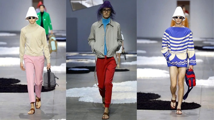 Buổi ra mắt trình diễn các đôi dép da hở mũi mang thiết kế giống hệt Kolhapuri - Ảnh: PRADA Buổi ra mắt trình diễn các đôi dép da hở mũi mang thiết kế giống hệt Kolhapuri - Ảnh: PRADA