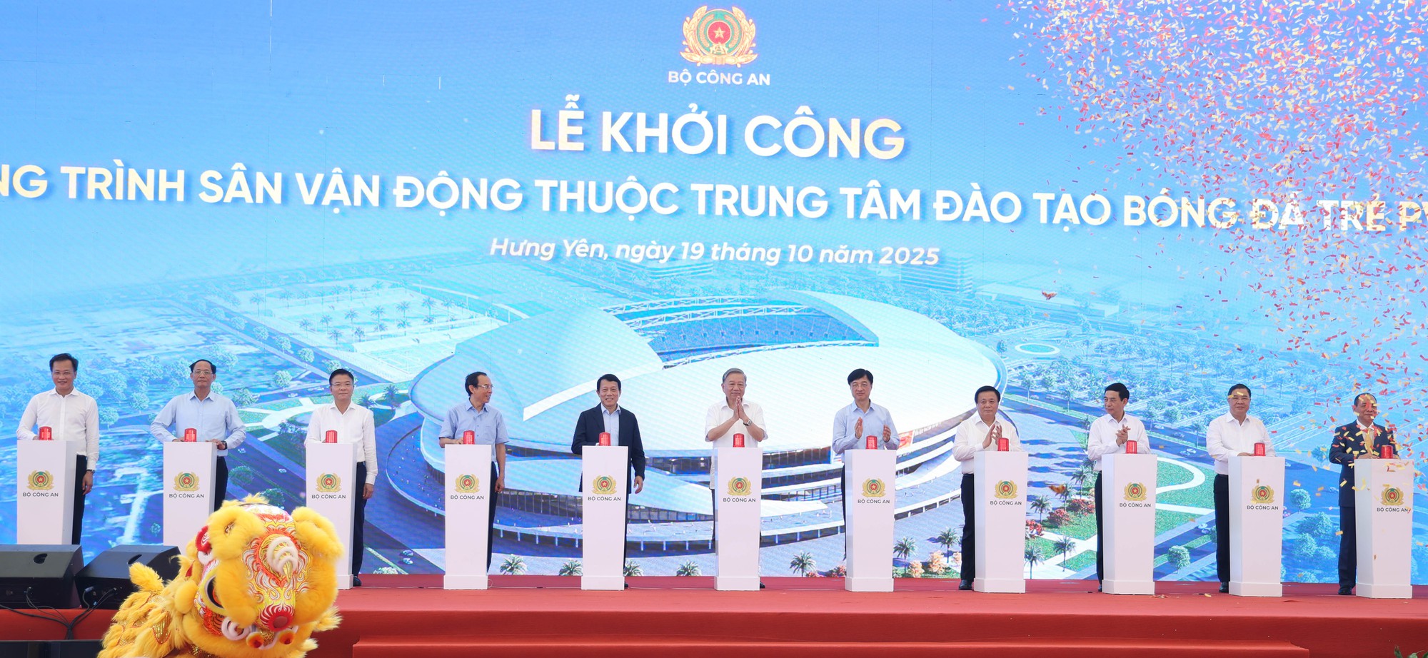 Tổng Bí thư Tô Lâm dự lễ khởi công xây dựng sân vận động tiên tiến hàng đầu thế giới - Ảnh 1 Tổng Bí thư Tô Lâm dự lễ khởi công xây dựng sân vận động tiên tiến hàng đầu thế giới - Ảnh 1