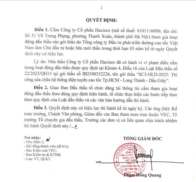 Doanh thu 9 tháng 'tụt dốc' giảm 61%, Hacisco (HAS) còn bị VEC cấm thầu 3 năm vì kê chứng chỉ hết hạn - Ảnh 1