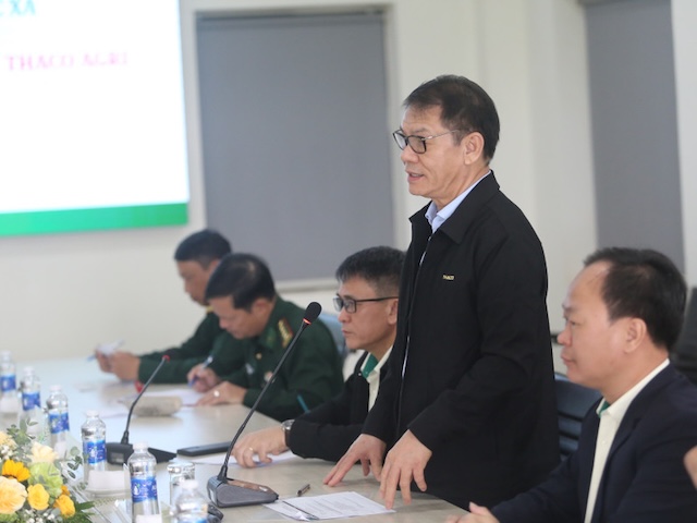 Ông Trần Bá Dương - Chủ tịch HĐQT Thaco (THA) trình bày sơ bộ các dự án của Tập đoàn tại Gia Lai - Ảnh: Văn Ngọc/Gia Lai Online.