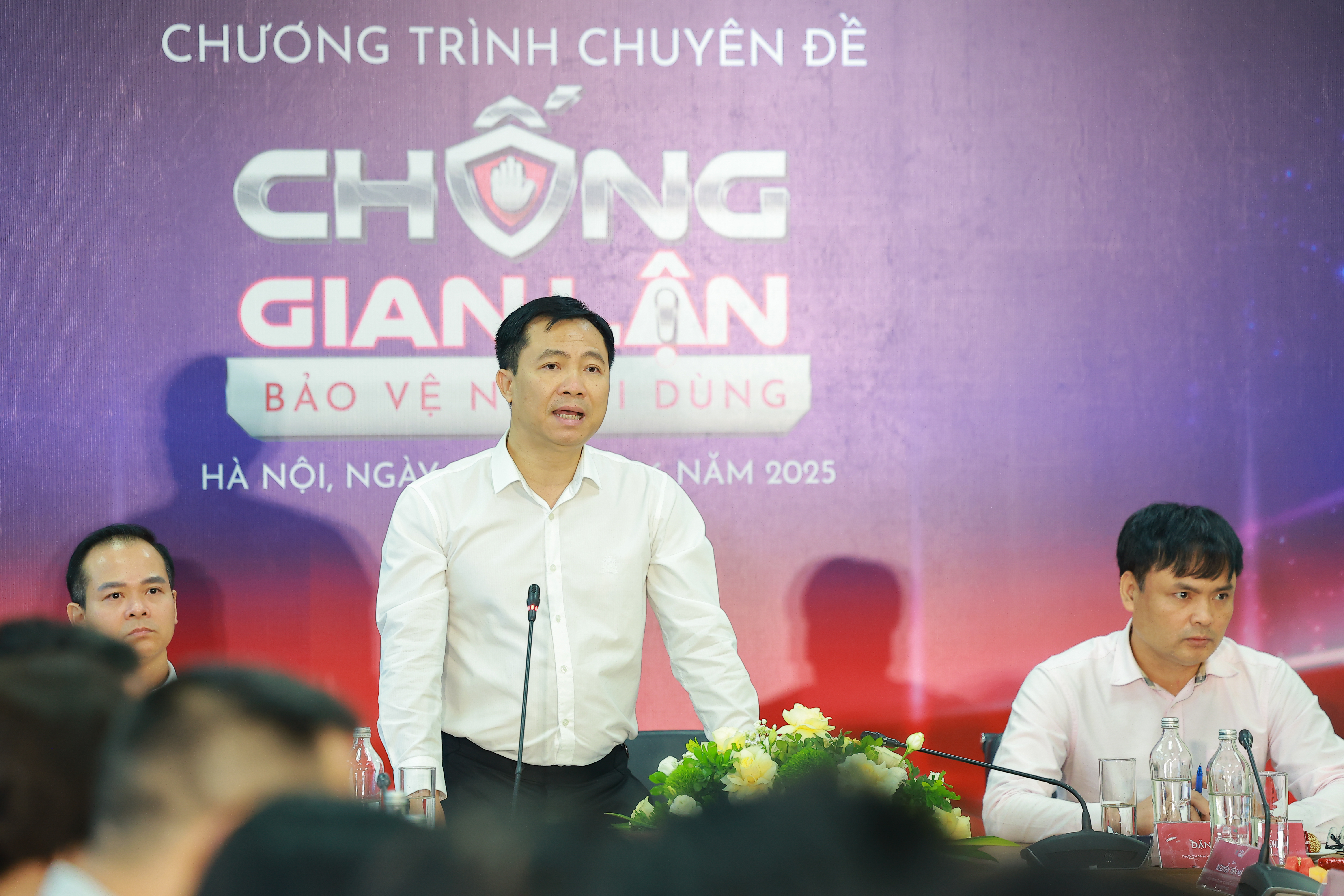 &Ocirc;ng Đỗ Thanh Hải, Ph&oacute; gi&aacute;m đốc VTV, Ủy vi&ecirc;n Ban Chỉ đạo 389 Quốc gia, Th&agrave;nh vi&ecirc;n Tổ c&ocirc;ng t&aacute;c 950 của Thủ tướng Ch&iacute;nh phủ ph&aacute;t biểu tại sự kiện.